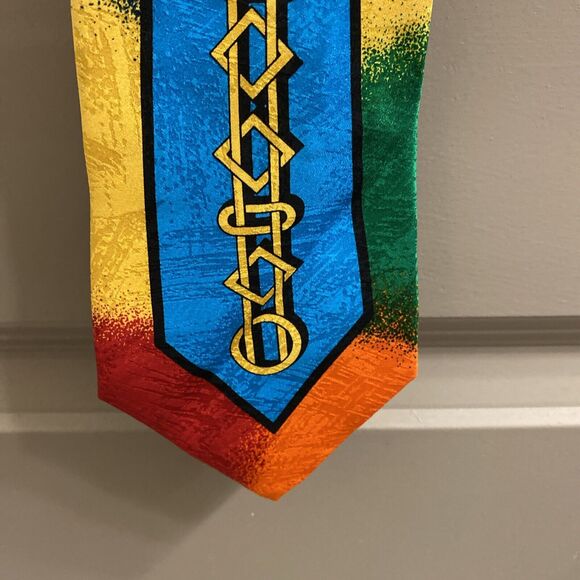 Rush Limbaugh No Boundaries Mens 100% Silk Tie Rainbow Gold Knot Chain - Picture 2 of 6